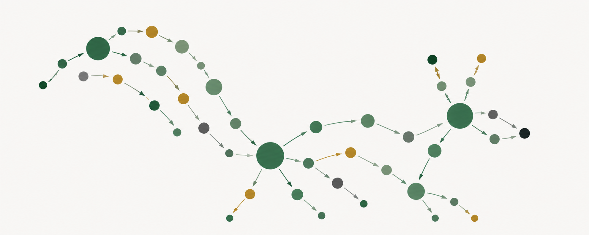 Abstract composition of a squirrel as a graph in forest greens